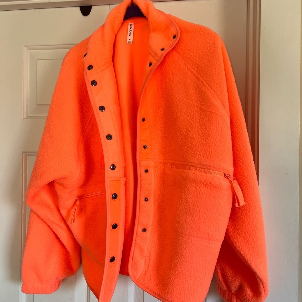 Button down fleece - Zenana neon orange - Picture 3 of 8